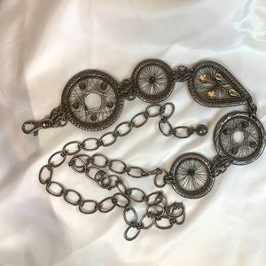 COPY - Chico’s Pewter Link Belt with Rhinestones & Wire Embellishments NWOT